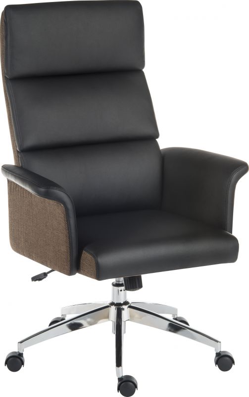 Mid Century Style High Back Leather Office Chair - Black or Cream Option - ELEGANCE